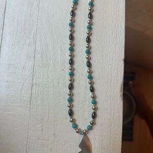 Turquoise and Black Beaded Necklace